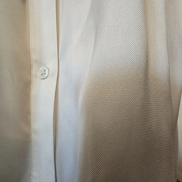 Theory Novalee Tie Neck Silk Blouse Top Women's MED Ivory Quiet Luxury EUC $345 - Picture 5 of 11